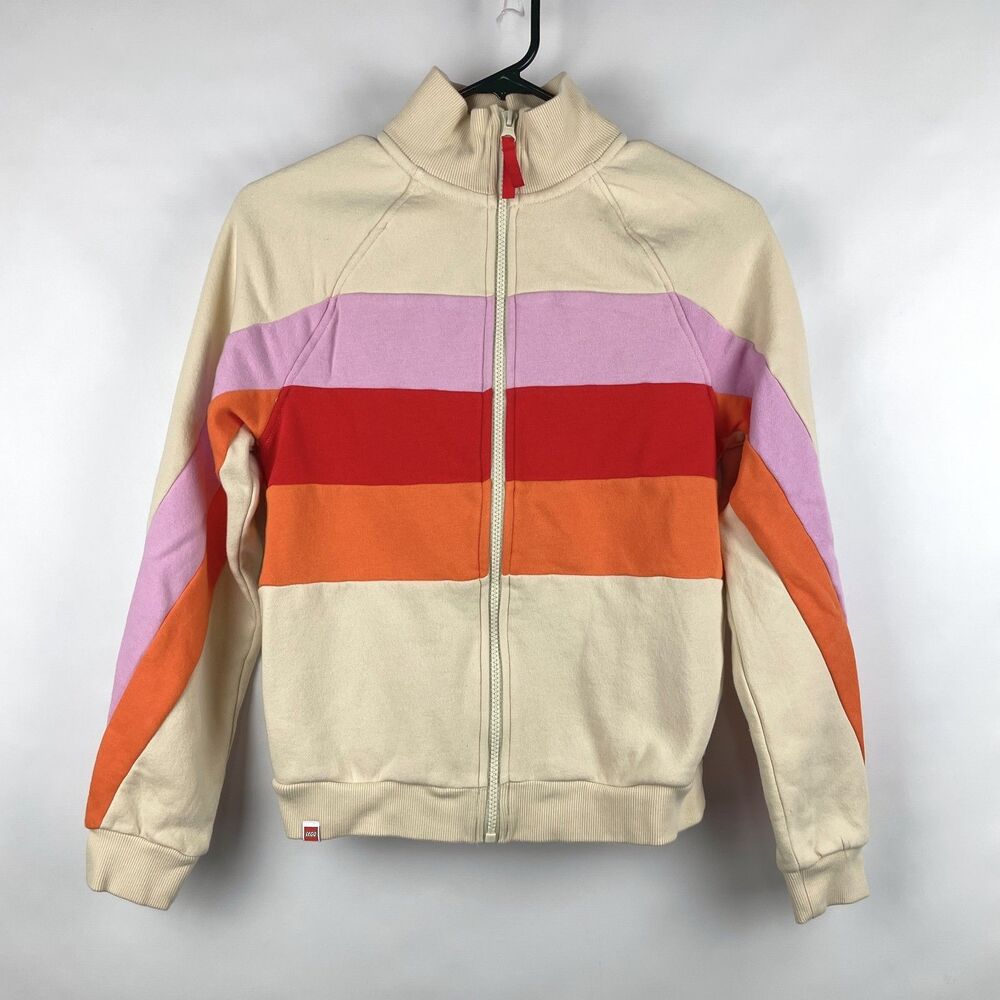 LEGO x Target Women’s Track Jacket XS Cream Stripe Color Block Full Zip Fleece